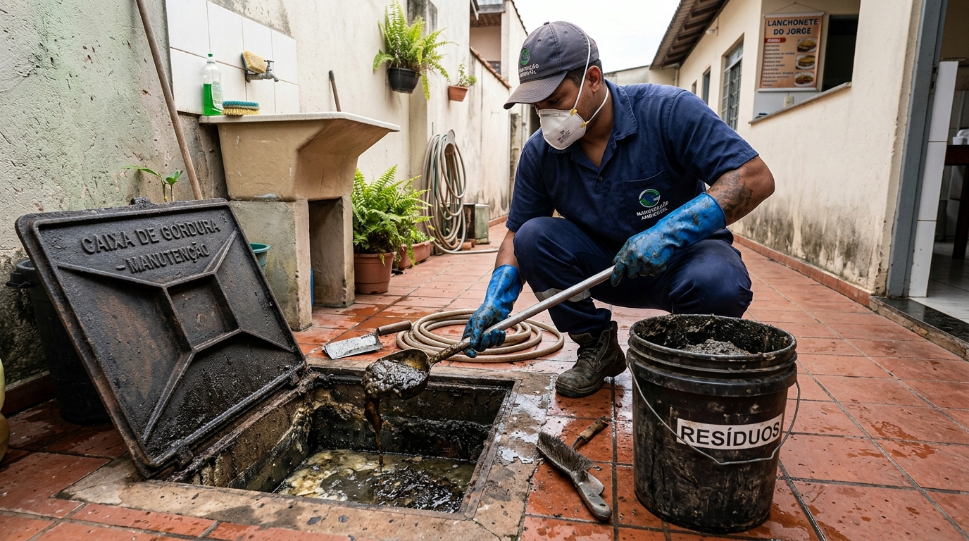 Remoção de lodo de caixa de gordura em Campo Grande-MS